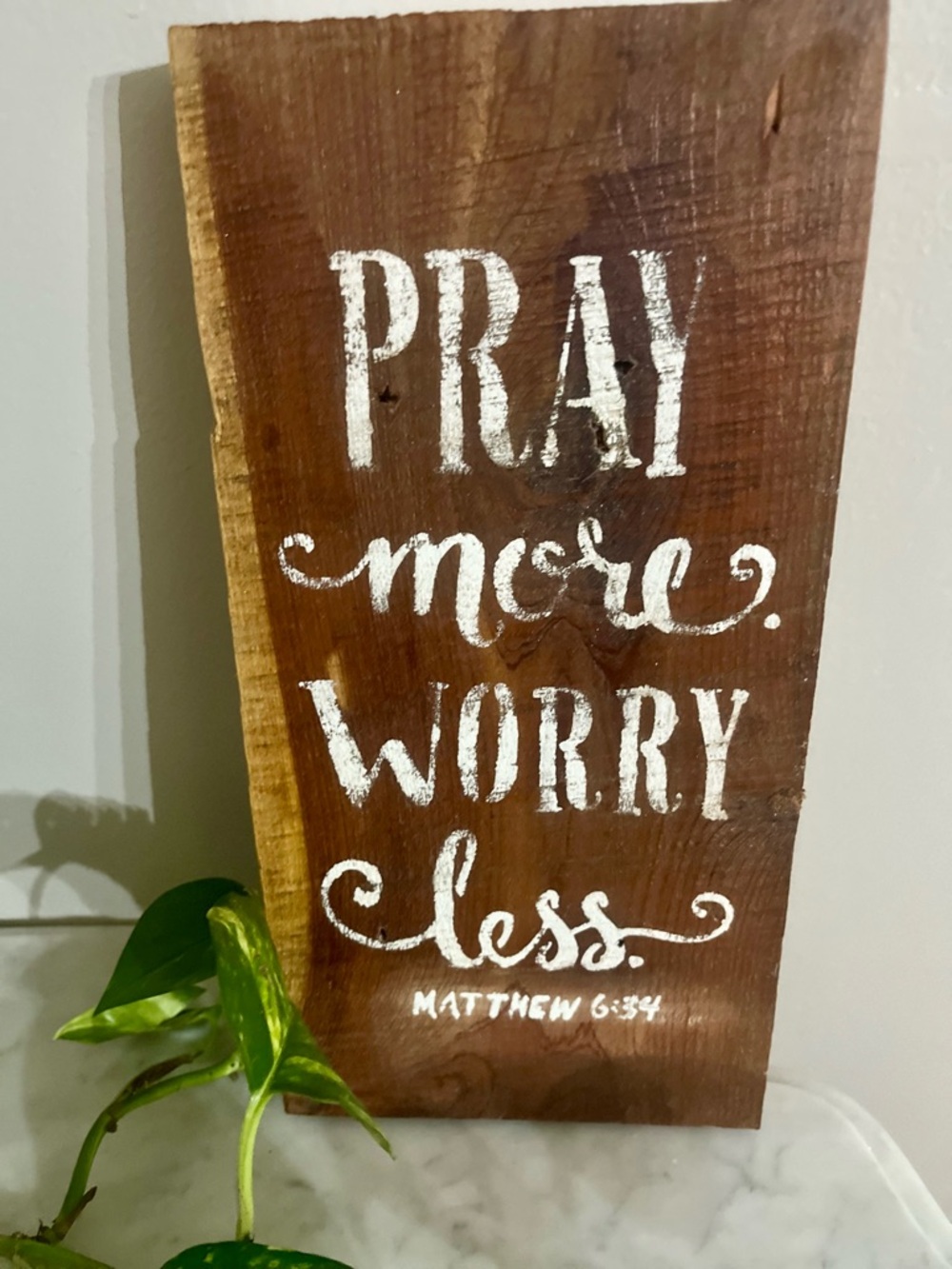 Rustic Decor-Pray More Worry Less Matthew 6:34 NEW Handcrafted Reclaimed Cedar